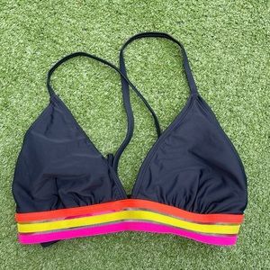 Xhilaration Bikini Top black neon Preowned large swimwear summer beach Vegas